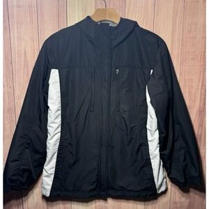 VTG Y2k 2000s NIKE Silver Tag‎ Logo White Black Hooded Rain Wind Jacket Womens S